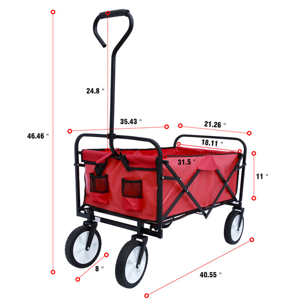 Outdoor  Folding Wagon Garden , Large Capacity Folding Wagon Garden Shopping Beach Cart ,Heavy Duty Foldable Cart, for Outdoor Activities, Beaches, Parks, Camping