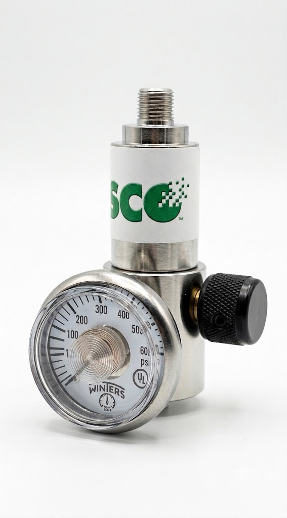 GASCO 71-THREAD CGA 600 REGULATOR WITH 1/8" THREADED OUTLET For 17&34 Steel Cylinders 