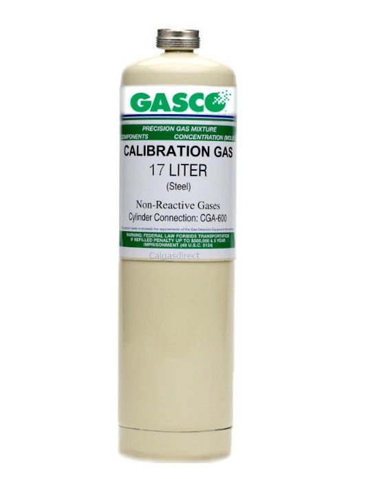 Hexane Calibration Gas C6H14 2000 PPM Balance Air in a 17 Liter Steel Cylinder