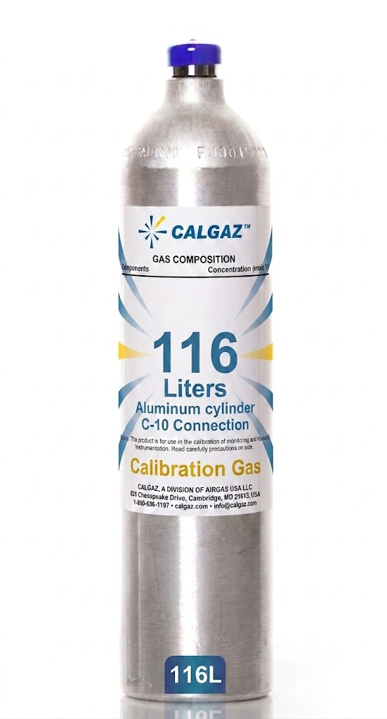 Carbon Monoxide Calibration Gas CO 750 PPM Balance Air in a 116 Liter Disposable Aluminum Cylinder