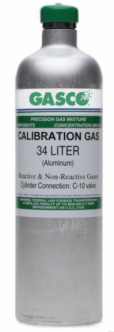 GASCO 307 Mix, Carbon Monoxide 200 PPM, Methane 50% LEL, Balance Air in a 34 Liter Aluminum Cylinder
