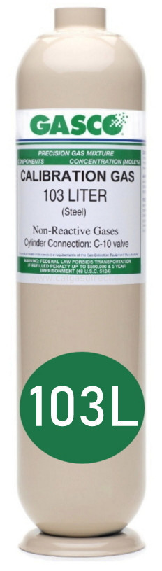 Methane Calibration Gas CH4 2700 PPM Balance Air in a 103 Liter Cylinder C-10 Connection
