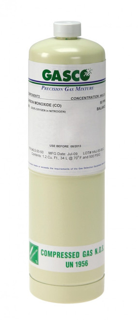 Methane Calibration Gas CH4 500 PPM Balance Air in a 34 Liter Steel Disposable Cylinder