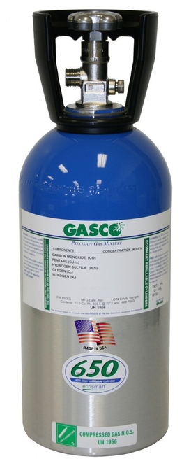 x03NI91CP650000 GASCO Sulfur Dioxide 40 PPM Carbon Dioxide 8%  Balance Nitrogen contained in a 650 Liter Factory refillable cylinder