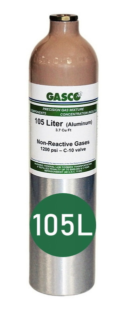 GASCO 105L-262-0.165: 15% lel Hexane, Balance Air in 105 Liter Disposable Cylinder, Cylinder Connection C-10