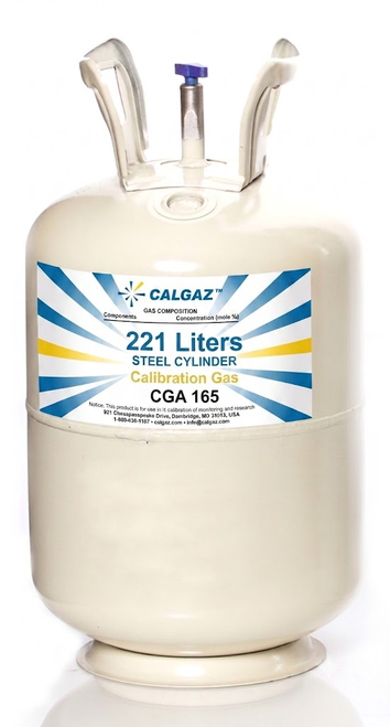 Methane Calibration Gas CH4 50 PPM Balance Air in a 221 Liter Steel Disposable Cylinder