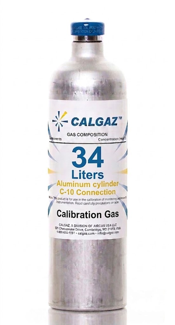 Hydrogen Sulfide H2S 350 PPM Calibration Gas Balance Air in a 34 Liter Aluminum Cylinder