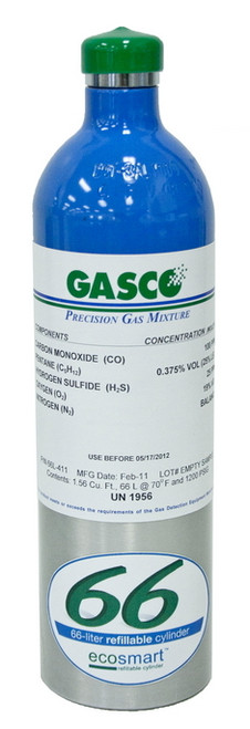 Carbon Monoxide Calibration Gas CO 675 PPM Balance Air in a 66es Liter Refillable Aluminum Cylinder