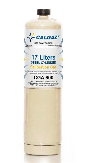 Hydrogen Calibration Gas H2 20 PPM Balance Air in a 17 Liter Steel Disposable Cylinder