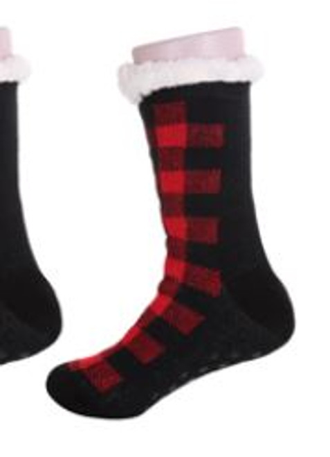 Slipper Socks - Adults - Buffalo Check Black/Red