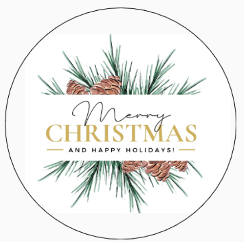 2" Round Stickers - Merry Christmas and Happy Holidays - 24 stickers 2" Round Stickers - Merry Christmas and Happy Holidays - 24 stickers