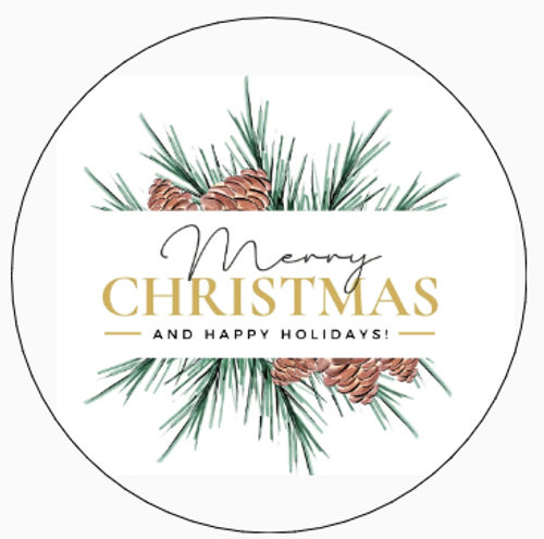 2" Round Stickers - Merry Christmas and Happy Holidays - 20 pieces