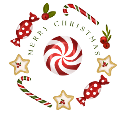 2" Round Stickers - MerryChristmas Candy - 20 pieces