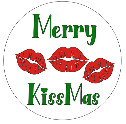 2" Round Stickers - Merry KissMas - 20 stickers