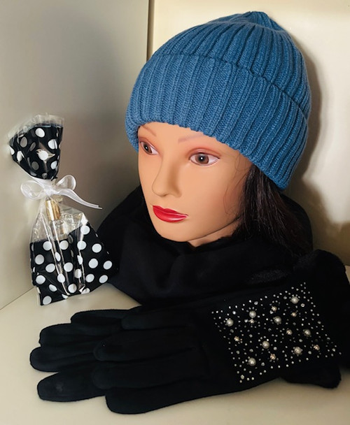 Gloves - Faux Suede Pearls with Fur Trim