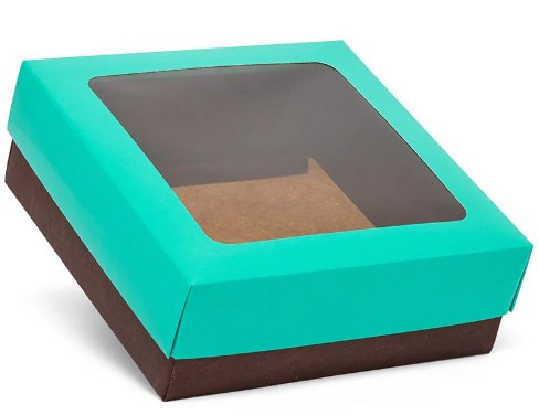 Box - Turquoise and Brown with Window