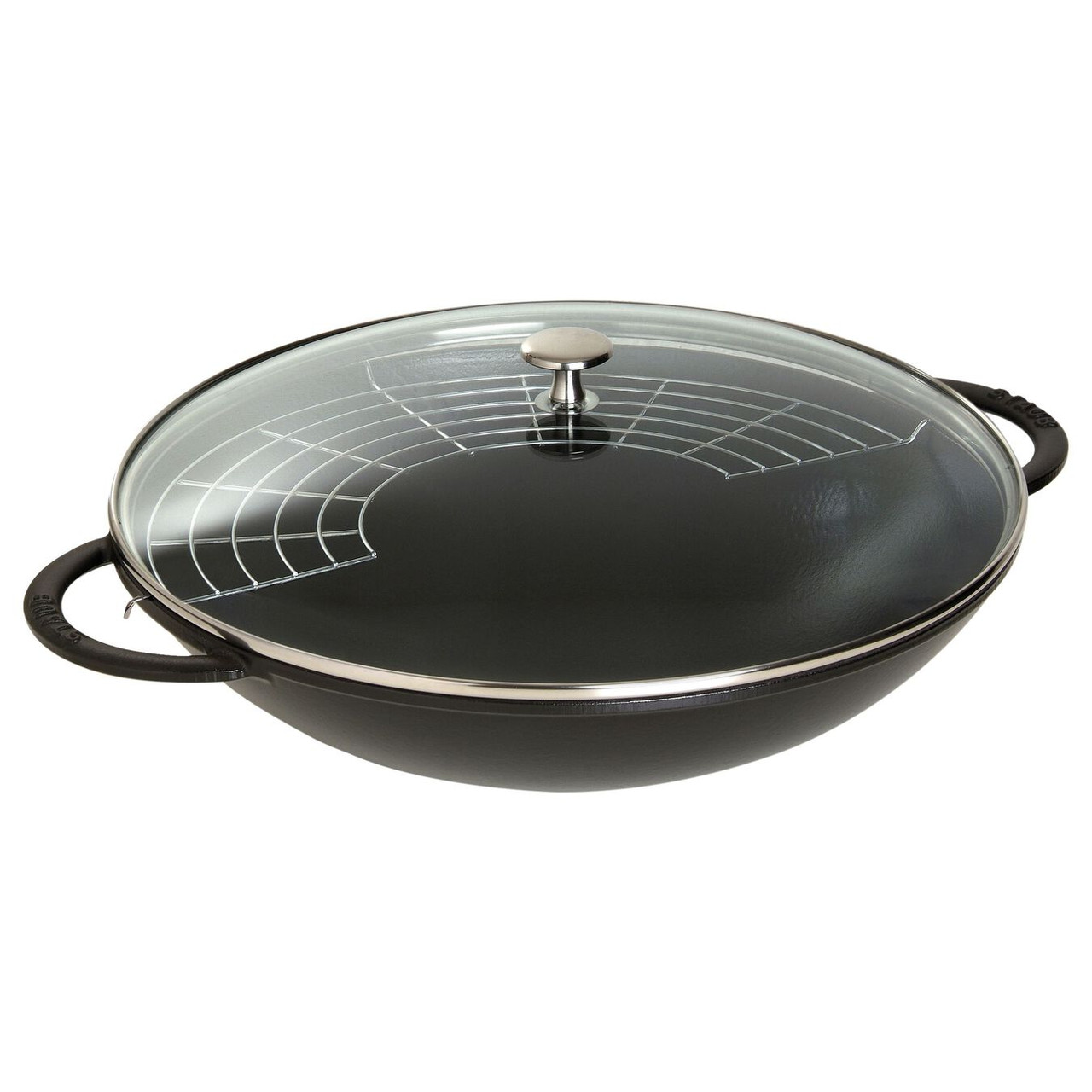 Staub 6qt Wok Black with Glass Lid