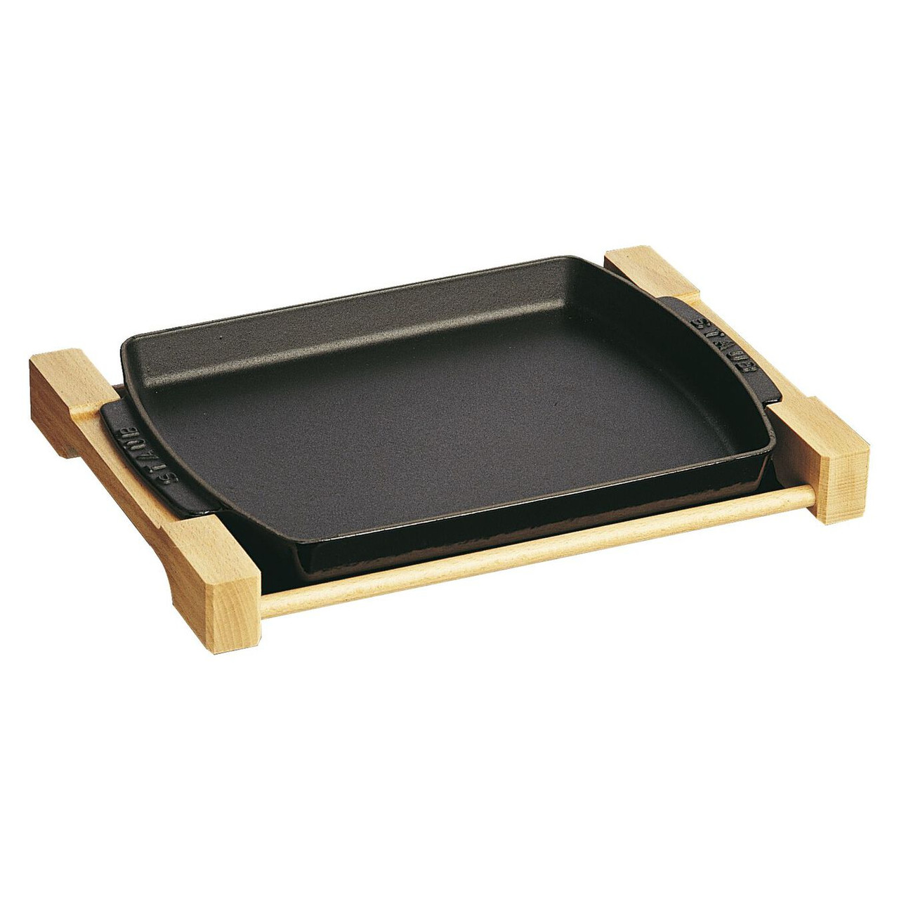 Staub Cast Iron 15″ x 9″ Rectangular Serving Dish with Wood Base