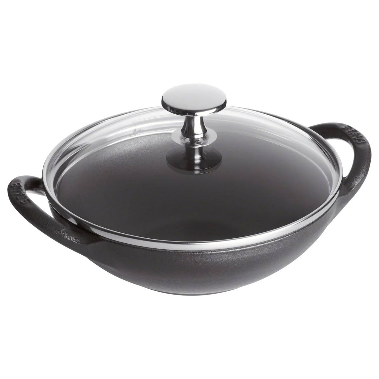 Staub Cast Iron 4-qt Round Cocotte with Glass Lid - Black