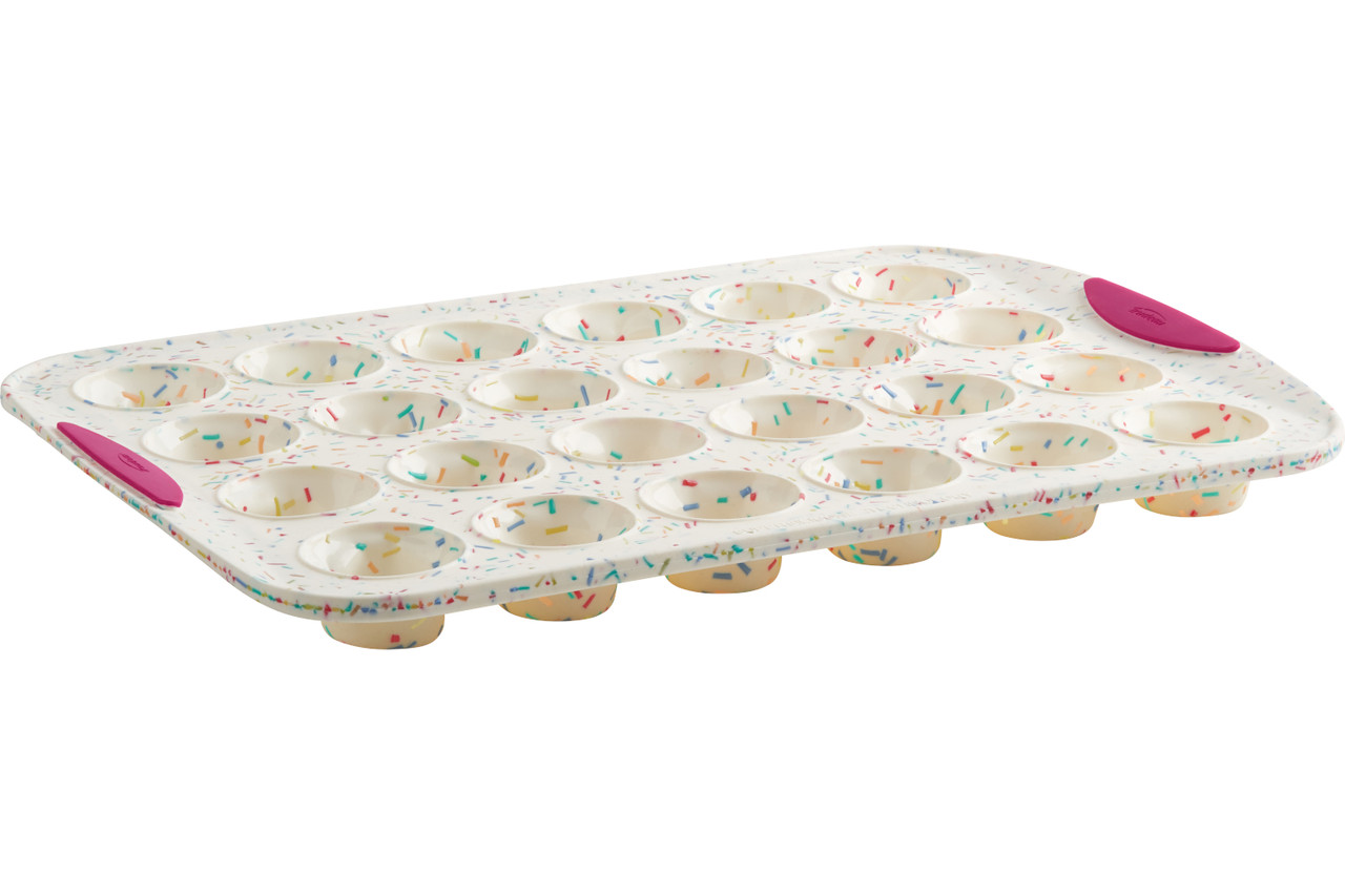 Trudeau Silicone 24 Count Mini Muffin Pan, Multi-Color Confetti, Size: 24ct Mini Muffin, White