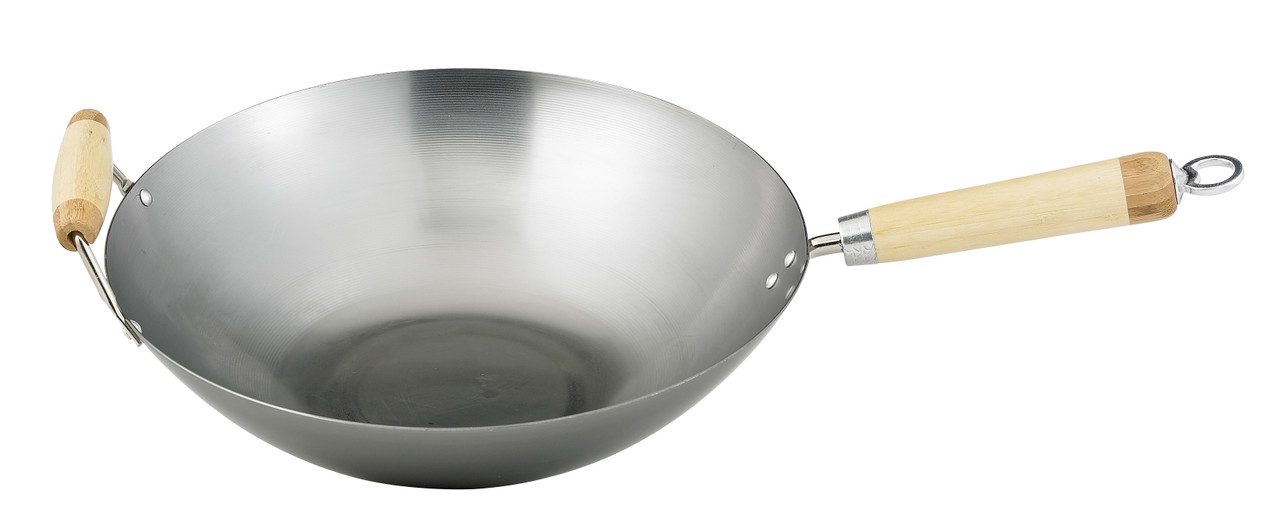 14-Inch Carbon Steel Flat Bottom Wok - Thumbnail 2