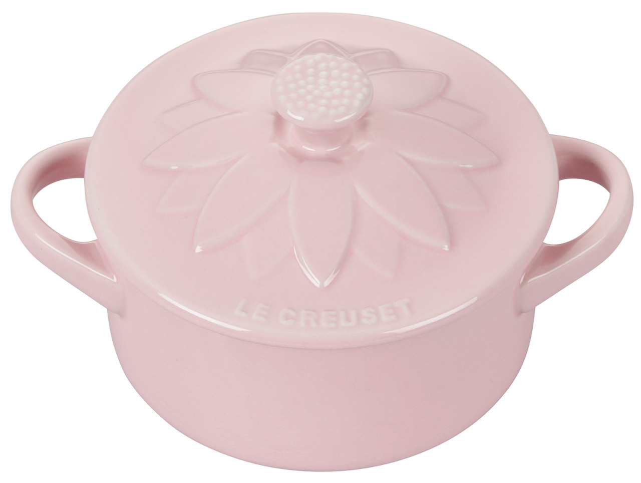 Le Creuset 8oz. Mini Round Cocotte with Flower Lid | Chiffon Pink
