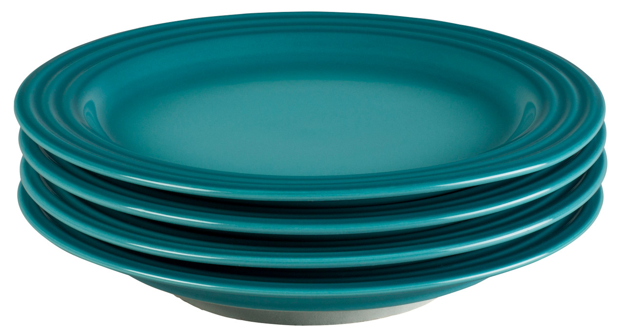 Le Creuset Stoneware Set of (4) 8.5 inch Salad Plates - Caribbean