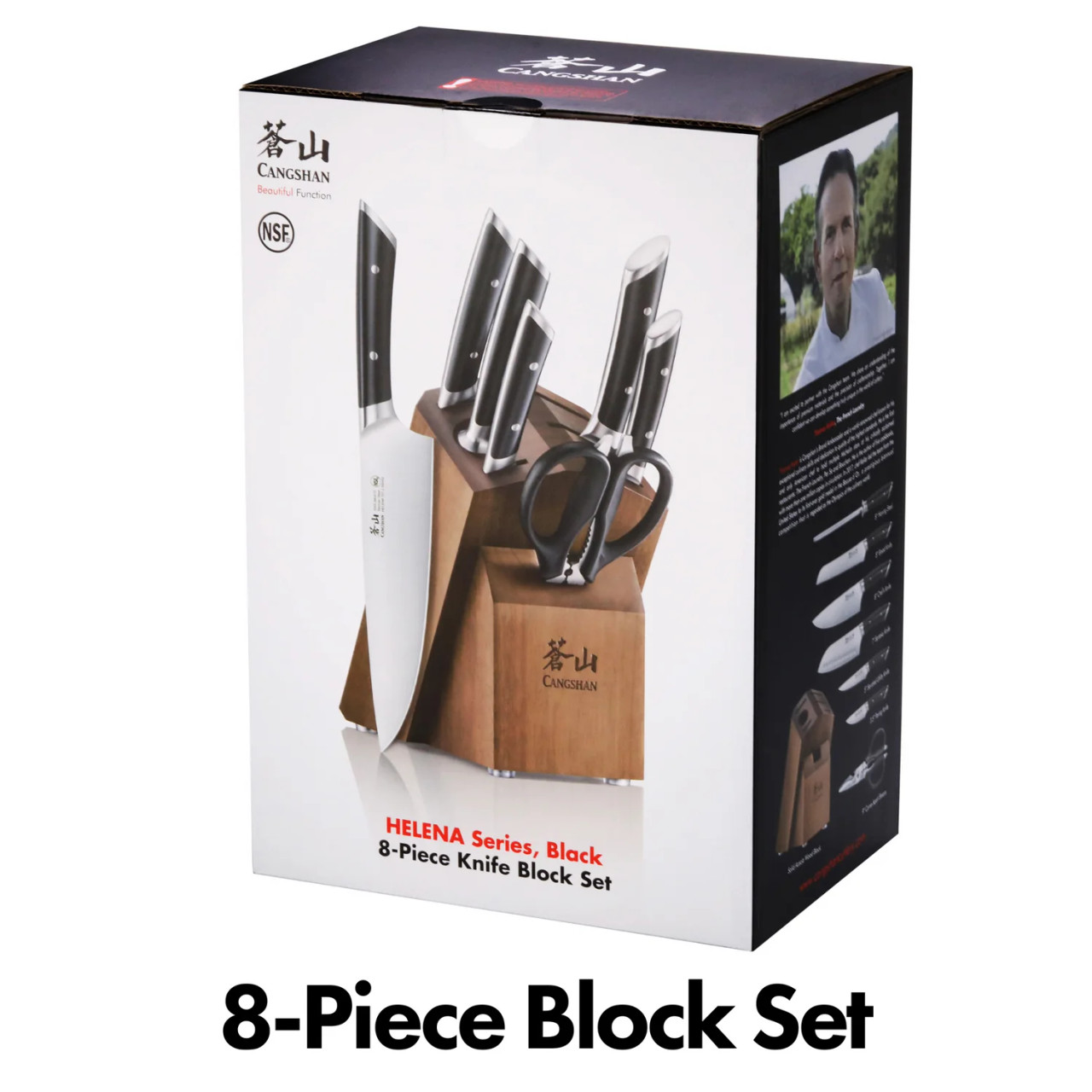 Cangshan Helena 8-Piece Knife Block Set, Black