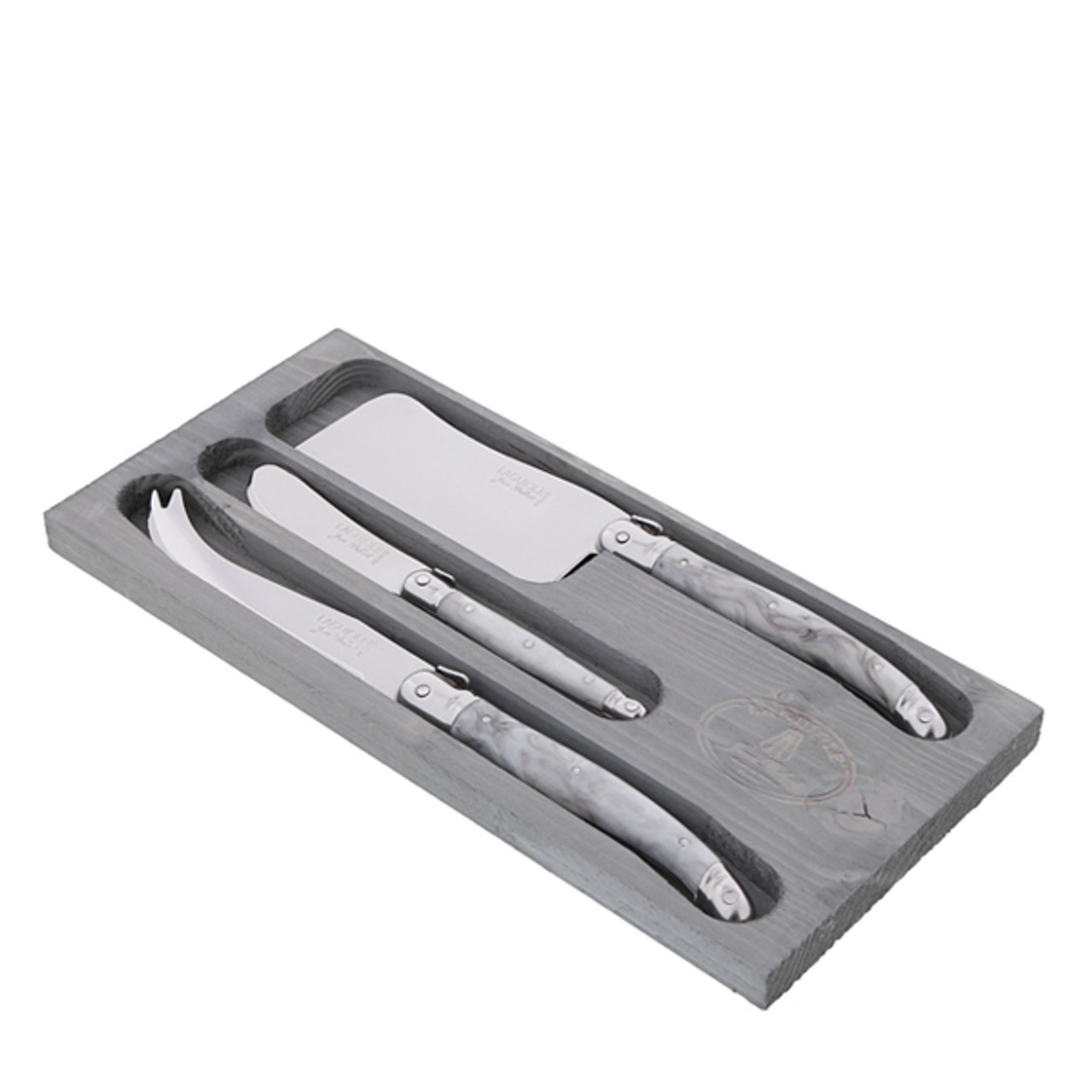 Jean Dubost 3-Piece Cheese Set in Box - “Marble” Acrylic Handles