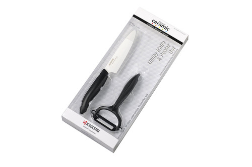 Kyocera 4.5 Inch Ceramic Utility Knife & Y-Peeler Set - Black