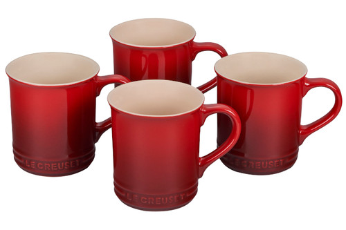 Le Creuset Stoneware Classic Set of 4 Coffee Mugs - Cerise