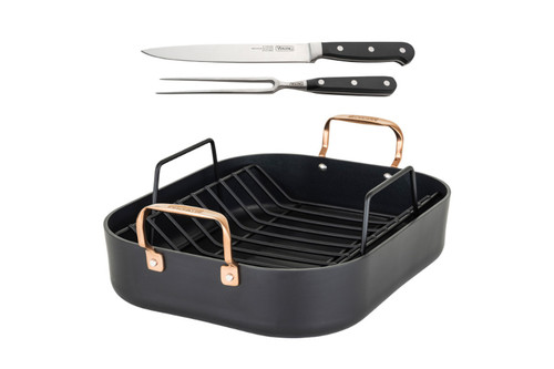 Viking Roaster 3 Ply 16X13 Copper with 2 Piece Carving Set