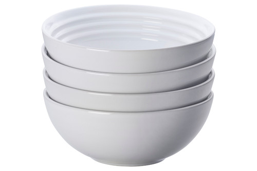 Le Creuset Stoneware Set Of (4) 22 Oz. Soup Bowls - White