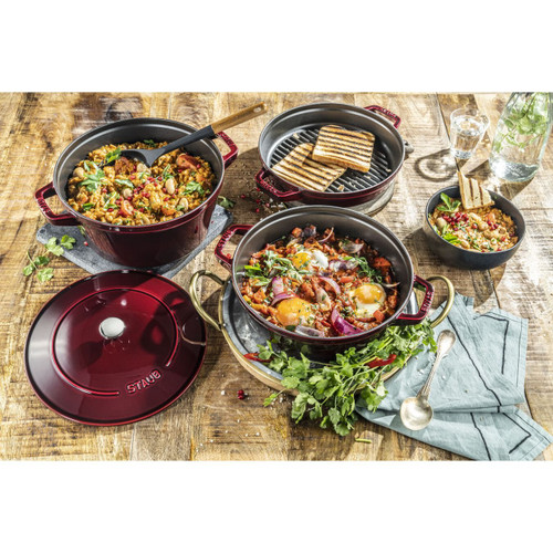 Staub Stackable Cast Iron Cookware Set - 4 Piece Matte Black