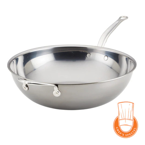 Hestan Nanobond Stainless Steel Chef Pan 14 Inch -  7.5 Quart with Helper Handle