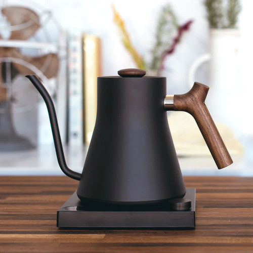 Stagg EKG Electric Kettle Matte Black with Walnut Accents - 0.9 Liters