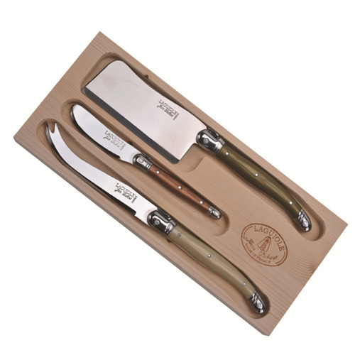 Jean Dubost 3-Piece Cheese Set in Box - Mineral Handles