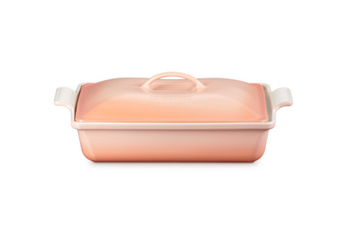 Le Creuset Stoneware Heritage 4 Quart Covered Rectangular Casserole - Peche