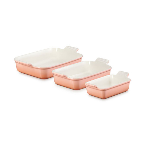 Le Creuset Heritage 3 Piece Rectangular Baking Dish Set - Peche