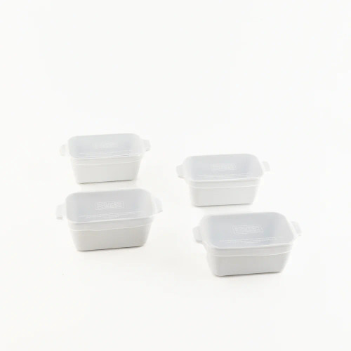 Souper Cubes Ceramic White Rectangular Baking Dish - Set of 4 with Covers