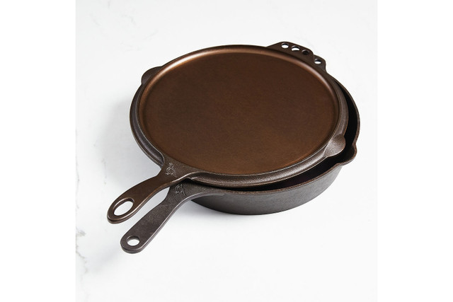 Smithey Deep Cast Iron Skillet with Glass Lid, 11-Inch