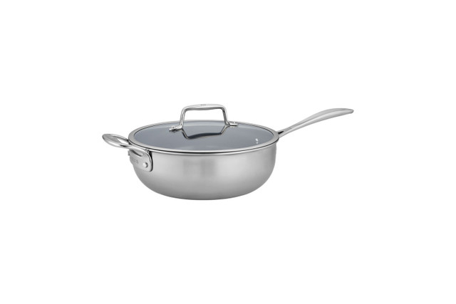 Signature Stainless Steel Non-Stick Chef's Pan with Lid & Helper Handle