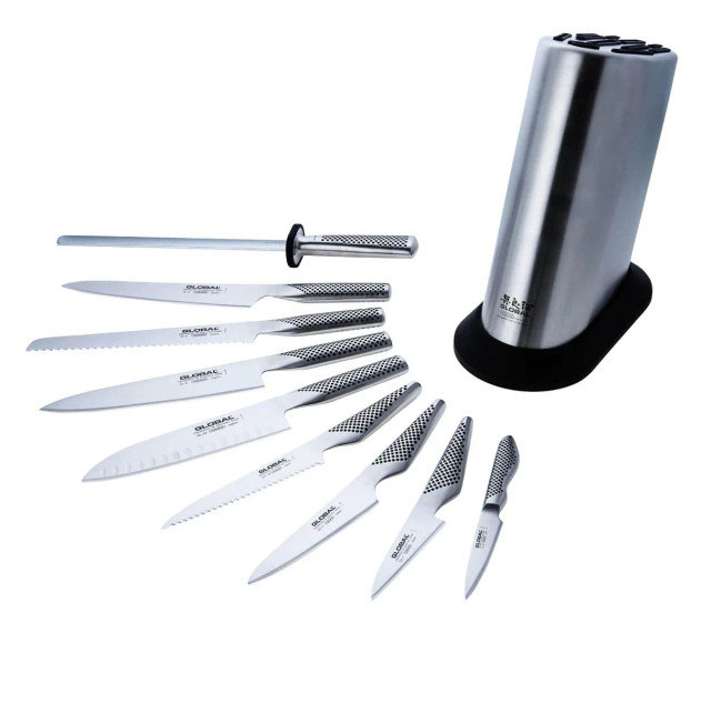 Global Classic Kabuto Knife Block Set Plus Sharpener