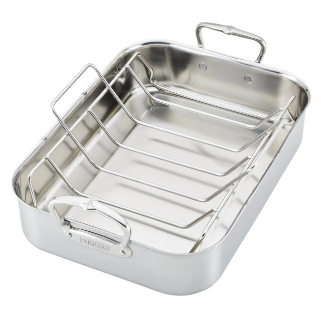 Le Creuset Small Stainless Steel Roasting Pan w/Nonstick Rack - Loft410