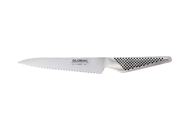 Global Classic Chef Peeler Serrated Utility Knives, Set of 3