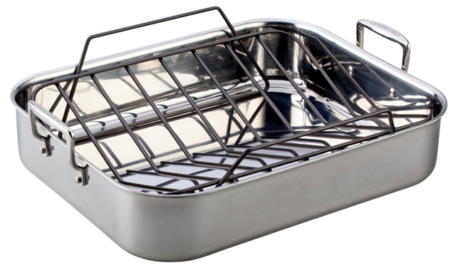 10 Quart Stainless Steel Oval Roaster Set with Wire Rack and High