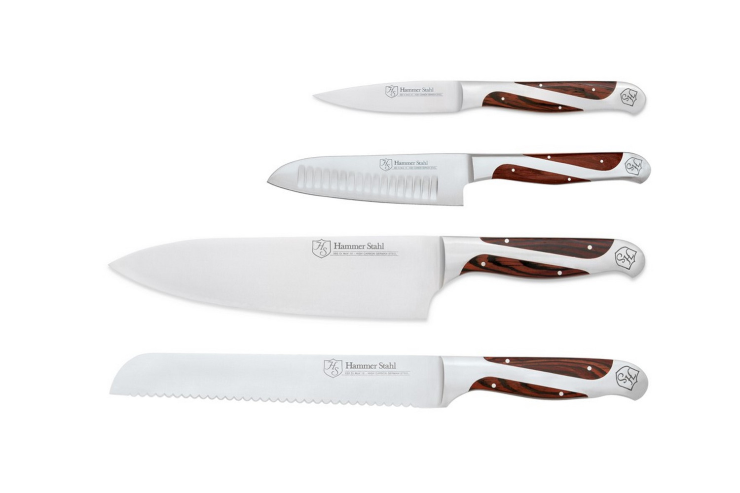  Hammer Stahl Steak Knives Set Of 4, High Carbon German Steel  Kitchen Knife Set, Stainless Steel Knife Set With Ergonomic Quad-Tang  Pakkawood Handle