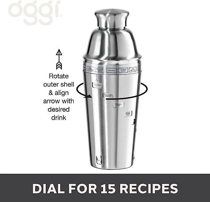 Oggi Recipe Shaker, Stainless Steel, 23 oz