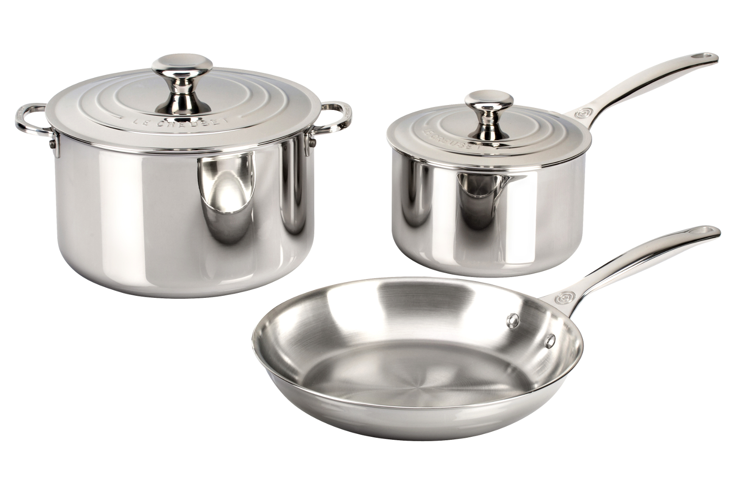 Complete Le Creuset Cookware Set 5 piece Stainless Steel