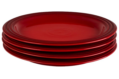 Le Creuset Stoneware Set of (4) 10.5 inch Dinner Plates - Cerise